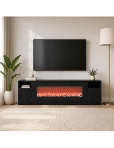 Caminetto elettrico Rovere Nero 165 x 28,5 x 47 cm