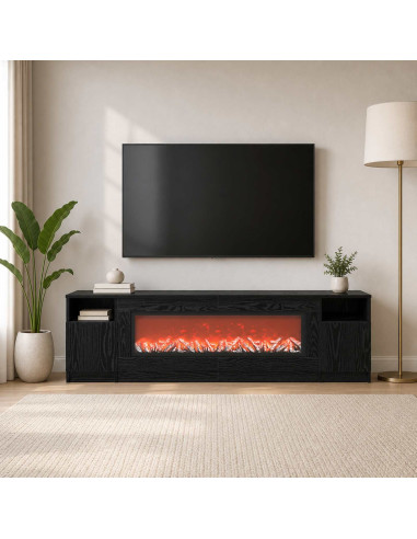 Caminetto elettrico Rovere Nero 165 x 28,5 x 47 cm
