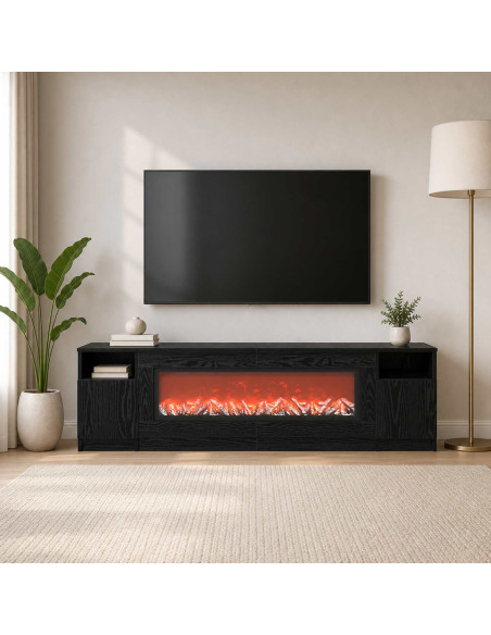 Caminetto elettrico Rovere Nero 165 x 28,5 x 47 cm