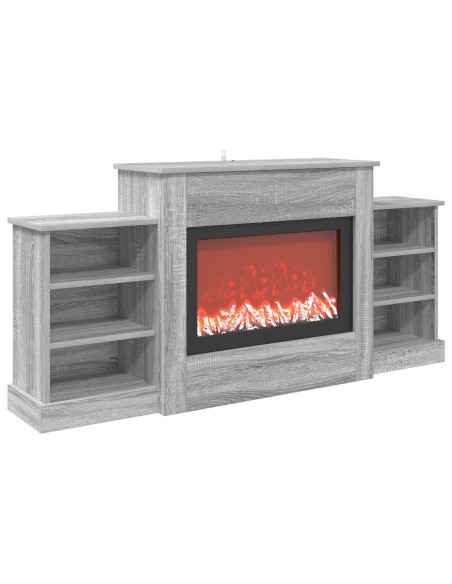 Caminetto elettrico Sonoma grigio 140 x 30 x 67 cm