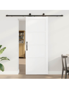 Porta scorrevole 78 x 202 cm Legno ingegnerizzato Bianco e Nero