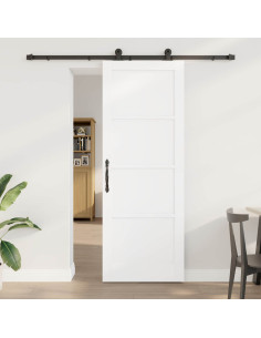 Porta scorrevole 78 x 211 cm Legno ingegnerizzato Bianco e Nero