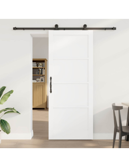 Porta scorrevole 86 x 211 cm Legno ingegnerizzato Bianco e Nero