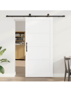 Porta scorrevole 93 x 202 cm Legno ingegnerizzato Bianco e Nero