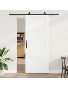 Porta scorrevole 93 x 232 cm Legno ingegnerizzato Bianco e Nero