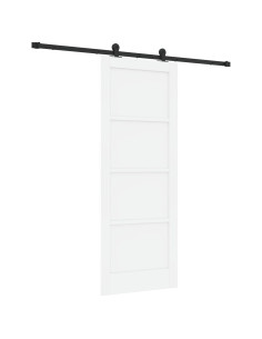 Porta scorrevole 78 x 202 cm Legno ingegnerizzato Bianco e Nero 2