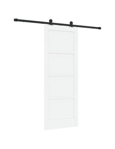 Porta scorrevole 78 x 202 cm Legno ingegnerizzato Bianco e Nero