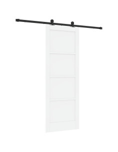 Porta scorrevole 78 x 211 cm Legno ingegnerizzato Bianco e Nero 2