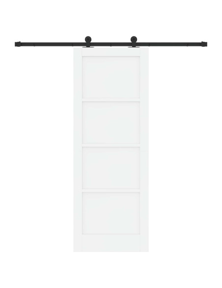 Porta scorrevole 78 x 211 cm Legno ingegnerizzato Bianco e Nero