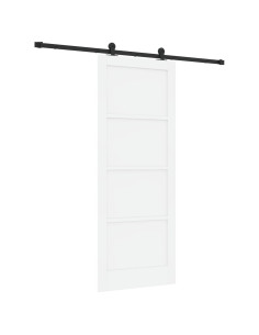 Porta scorrevole 83 x 211 cm Legno ingegnerizzato Bianco e Nero 2