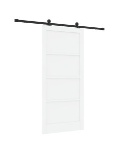 Porta scorrevole 93 x 202 cm Legno ingegnerizzato Bianco e Nero 2