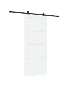 Porta scorrevole 93 x 211 cm Legno ingegnerizzato Bianco e Nero 2