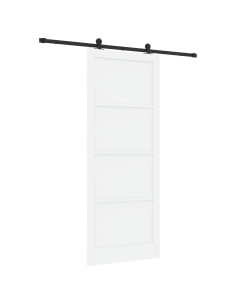 Porta scorrevole 93 x 232 cm Legno ingegnerizzato Bianco e Nero 2