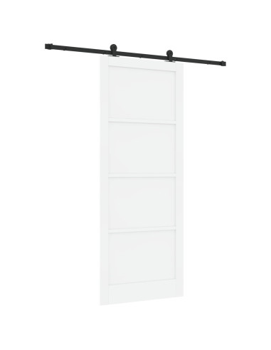 Porta scorrevole 93 x 232 cm Legno ingegnerizzato Bianco e Nero