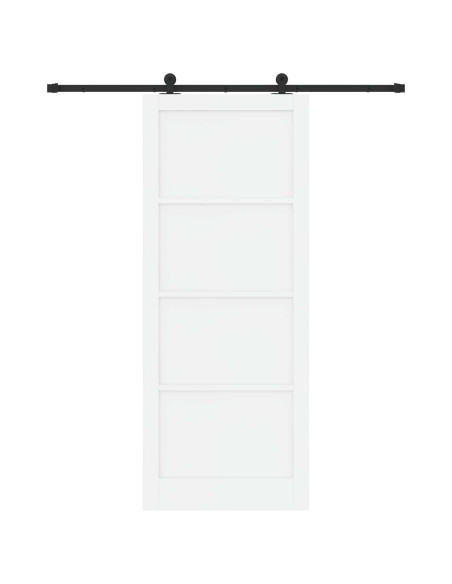Porta scorrevole 93 x 232 cm Legno ingegnerizzato Bianco e Nero