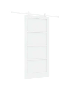 Porta scorrevole 93 x 202 cm Legno ingegnerizzato Bianco 2