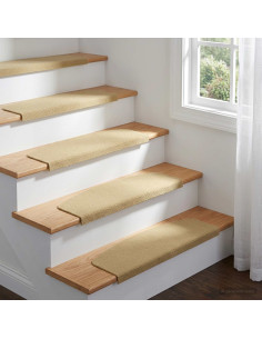 Tappeti per scale 15 pz 56 x 17 x 3 cm Beige Poliestere