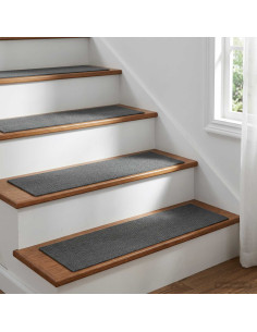 Tappeti per scale 15 pz 76 x 20 cm Grigio Chiaro Poliestere
