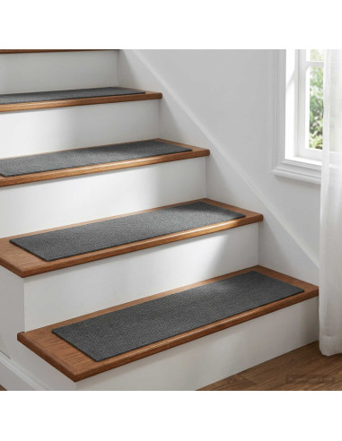 Tappeti per scale 15 pz 76 x 20 cm Grigio Chiaro Poliestere