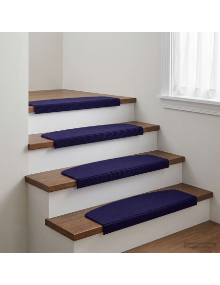 Tappeti per scale 15 pz 56 x 17 x 3 cm Blu Poliestere