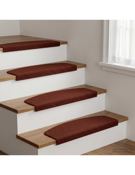 Tappeti per scale 15 pz 65 x 21 x 4 cm Borgogna Poliestere