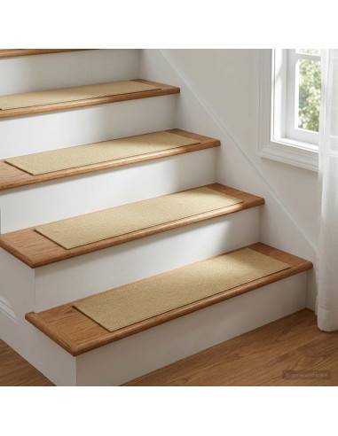Tappeti per scale 15 pz 76 x 20 cm Beige Poliestere