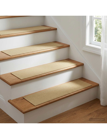 Tappeti per scale 15 pz 76 x 20 cm Beige Poliestere