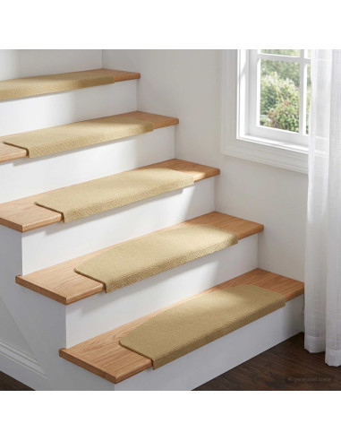 Tappeti per scale 15 pz 65 x 21 x 4 cm Beige Poliestere