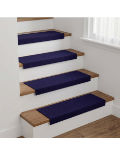 Tappeti per scale 15 pz 65 x 21 x 4 cm Blu Poliestere
