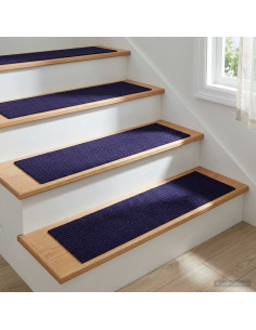 Tappeti per scale 15 pz 76 x 20 cm Blu Poliestere Rettangolare