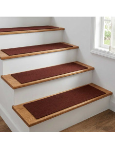 Tappeti per scale 15 pz 76 x 20 cm Borgogna Poliestere