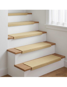 Tappeti per scale 15 pz 65 x 21 x 4 cm Beige Poliestere