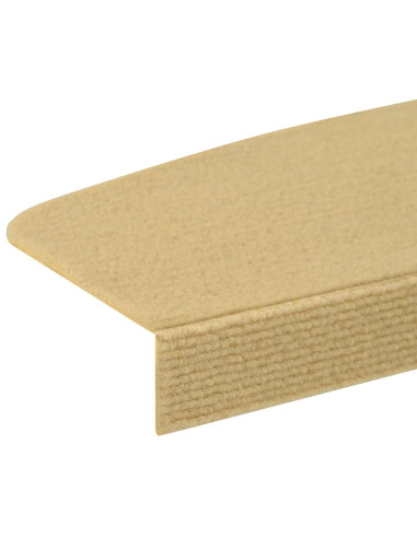 Tappeti per scale 15 pz 56 x 17 x 3 cm Beige Poliestere