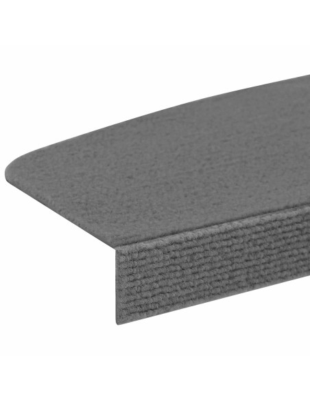 Tappeti per scale 15 pz 56 x 17 x 3 cm Grigio Chiaro Poliestere