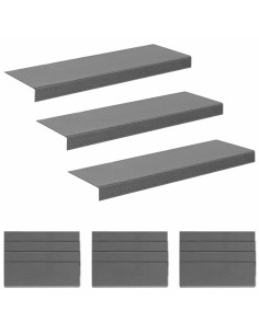 Tappeti per scale 15 pz 65 x 21 x 4 cm Grigio Chiaro Poliestere 2