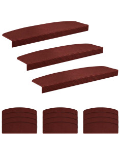Tappeti per scale 15 pz 65 x 21 x 4 cm Borgogna Poliestere 2