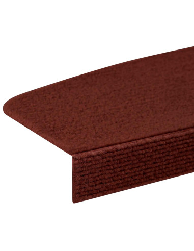 Tappeti per scale 15 pz 65 x 21 x 4 cm Borgogna Poliestere