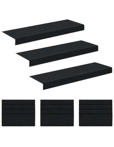 Tappeti per scale 15 pz 65 x 21 x 4 cm Grigio Scuro Poliestere