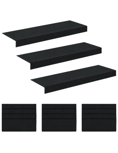 Tappeti per scale 15 pz 65 x 21 x 4 cm Grigio Scuro Poliestere