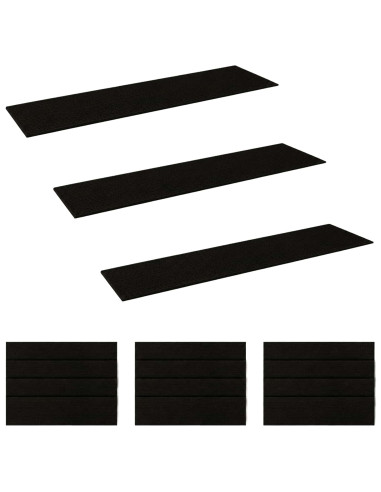 Tappeti per scale 15 pz 76 x 20 cm Nero Poliestere Rettangolare
