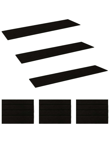 Tappeti per scale 15 pz 76 x 20 cm Nero Poliestere Rettangolare
