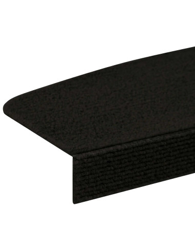 Tappeti per scale 15 pz 56 x 17 x 3 cm Nero Poliestere