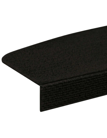 Tappeti per scale 15 pz 56 x 17 x 3 cm Nero Poliestere