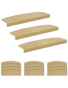 Tappeti per scale 15 pz 65 x 21 x 4 cm Beige Poliestere 2