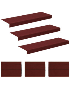 Tappeti per scale 15 pz 65 x 21 x 4 cm Borgogna Poliestere 2