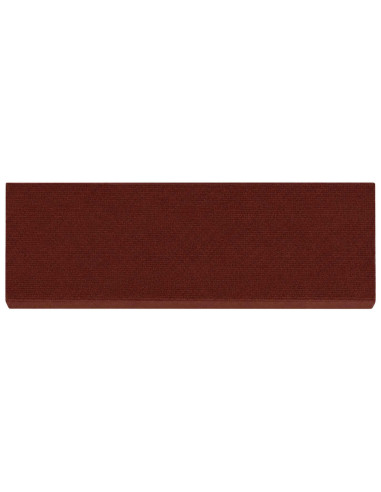 Tappeti per scale 15 pz 65 x 21 x 4 cm Borgogna Poliestere