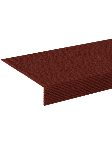 Tappeti per scale 15 pz 65 x 21 x 4 cm Borgogna Poliestere