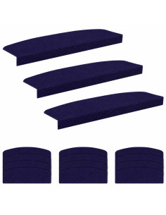 Tappeti per scale 15 pz 65 x 21 x 4 cm Blu Poliestere 2