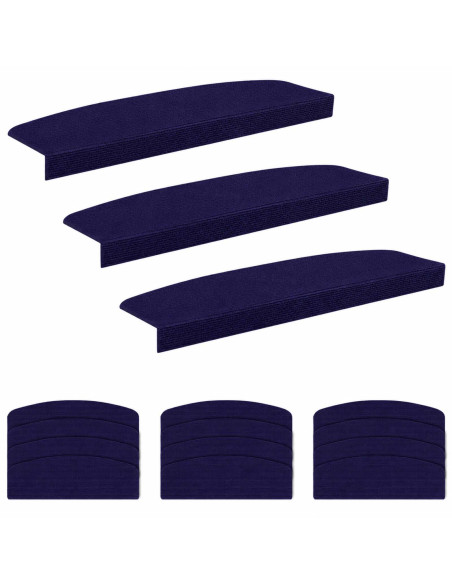 Tappeti per scale 15 pz 65 x 21 x 4 cm Blu Poliestere