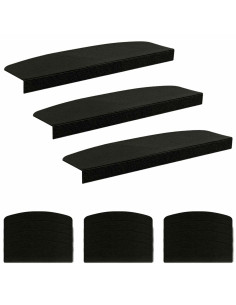 Tappeti per scale 15 pz 65 x 21 x 4 cm Nero Poliestere 2